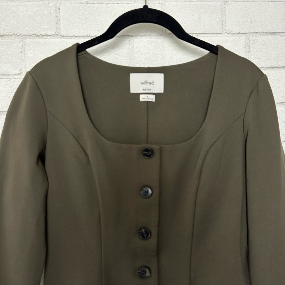 Wilfred Felice Ponte Top Ponte-knit button-up blouse Size 4 Green - Picture 9 of 15